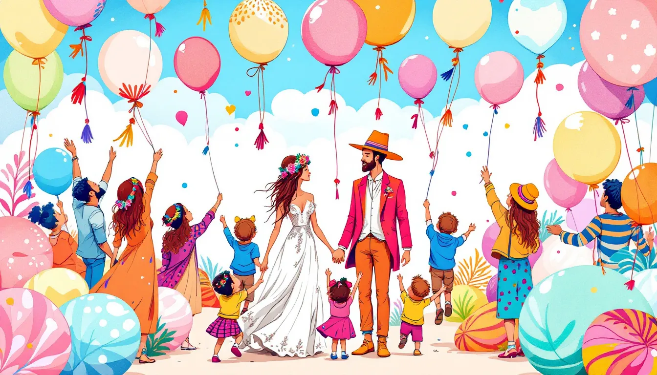 Boho chic wedding balloon kits displayed creatively.