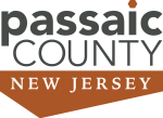 The logo for passaic county new jersey is brown and black.