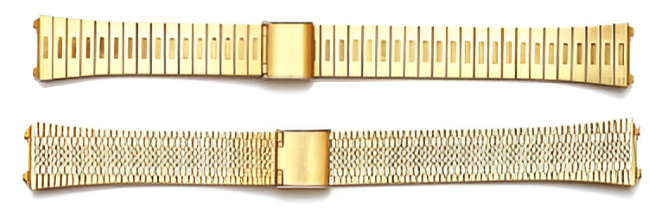 A Pair of Gold Watch Bands on a White Background — Coastal Clocks & Watches in Buddina, QLD