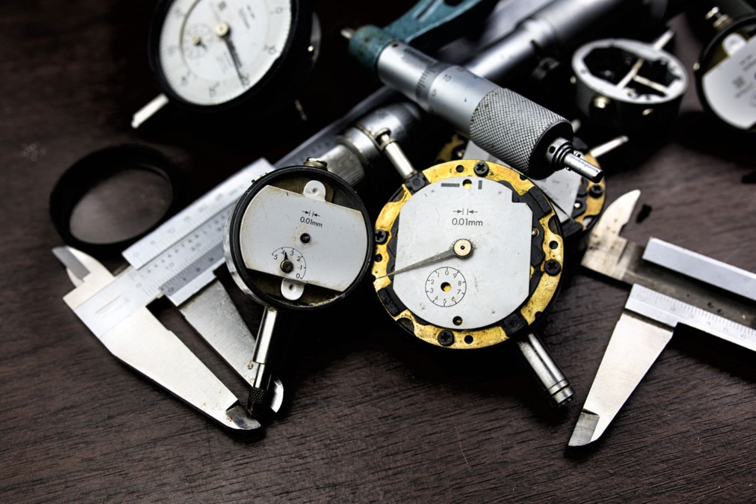 A Bunch of Measuring Tools and a Watch on a Table — Coastal Clocks & Watches in Buddina, QLD