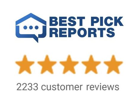 A logo for best pick reports with five stars and 2123 customer reviews.