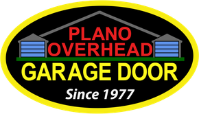 A logo for plano overhead garage door since 1977