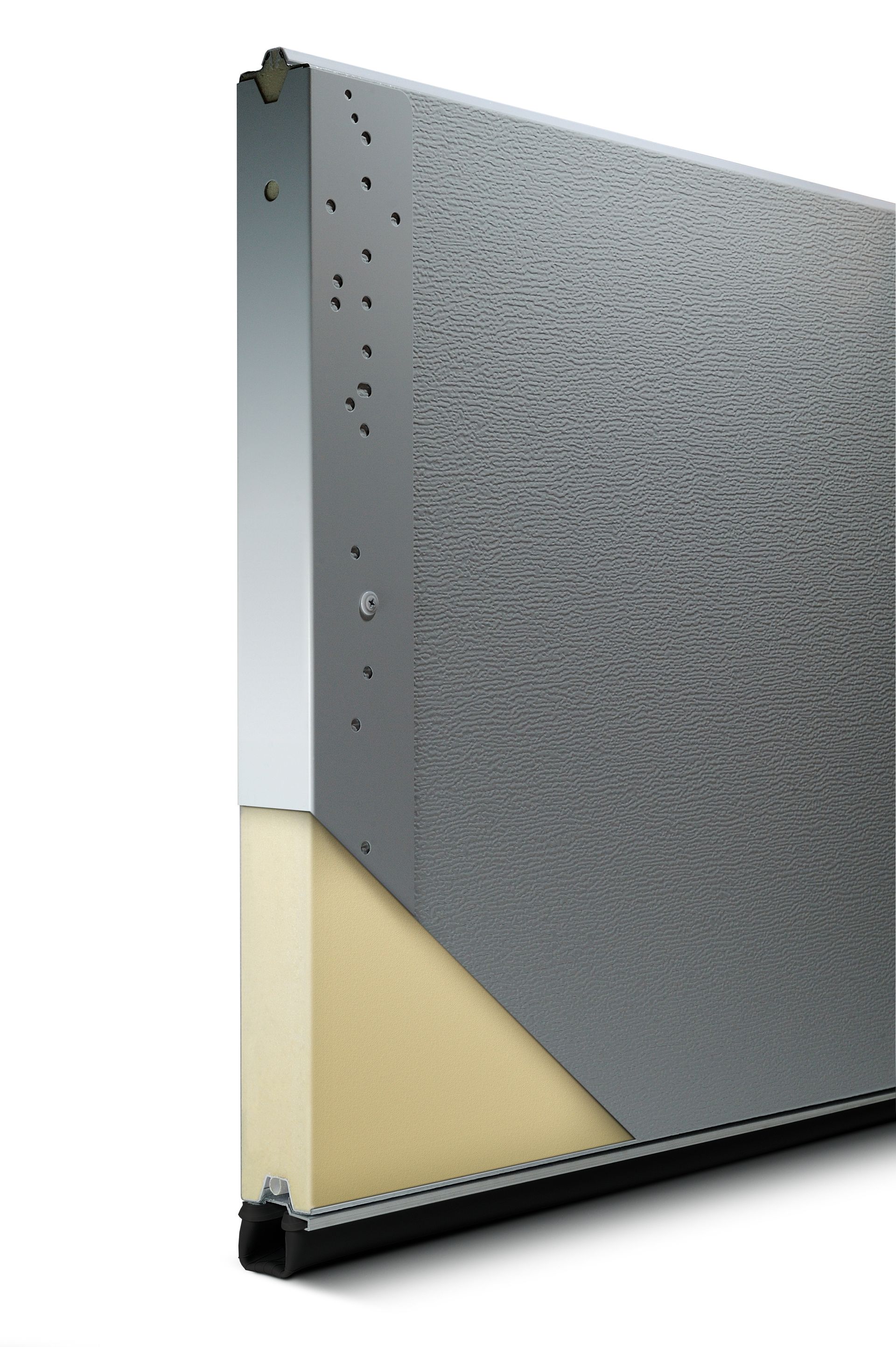 A close up of a piece of metal and foam on a white background