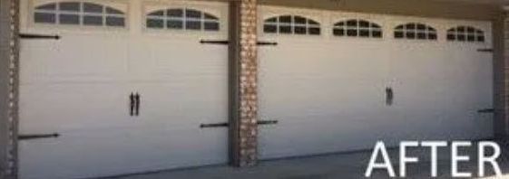 A Picture of A New Garage Door After Being Painted White.