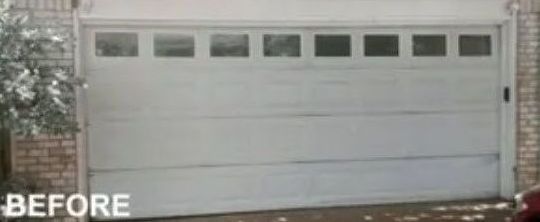 A Garage Door Before Being Painted White.