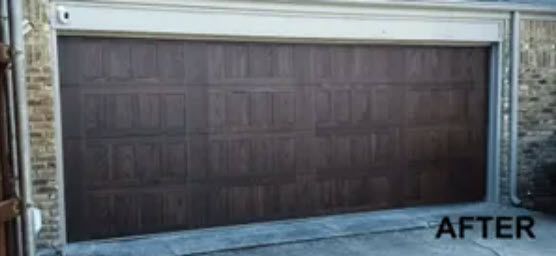 A Garage Door After Being Painted Brown.