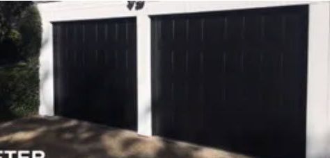 A Picture of A Garage Door After and After Being Painted Black