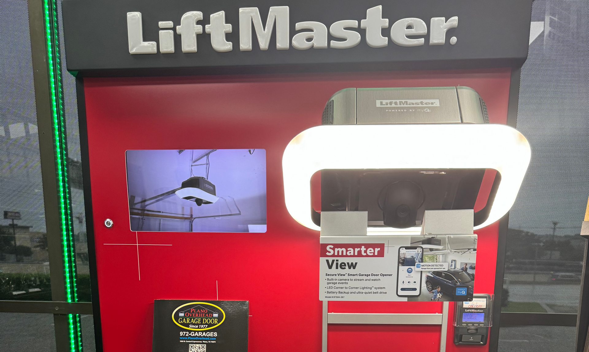 Garage door opener display and video presentation