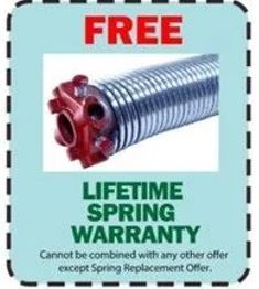 A coupon for a lifetime spring warranty with a picture of a spring.