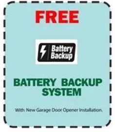 A free battery backup system with new garage door opener installation