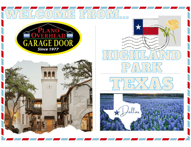 Highland Park Postcard - Highland Park, TX - Plano Overhead Garage Door