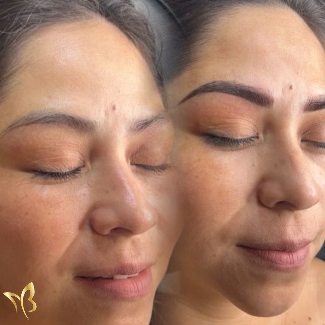 A close up of a woman 's face with her eyes closed