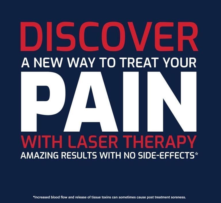 A poster that says discover a new way to treat your pain with laser therapy