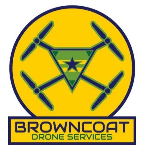 A yellow logo for browncoat drone services