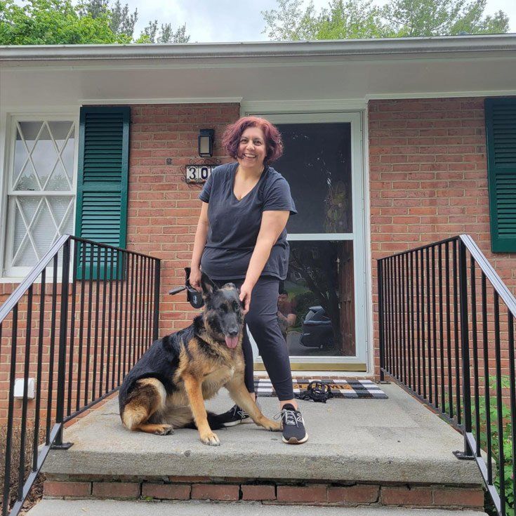 Happy Client With Her Dog — Stephens City, VA — Professional Pet Trackers