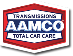 AAMCO logo: red and blue hexagon with 