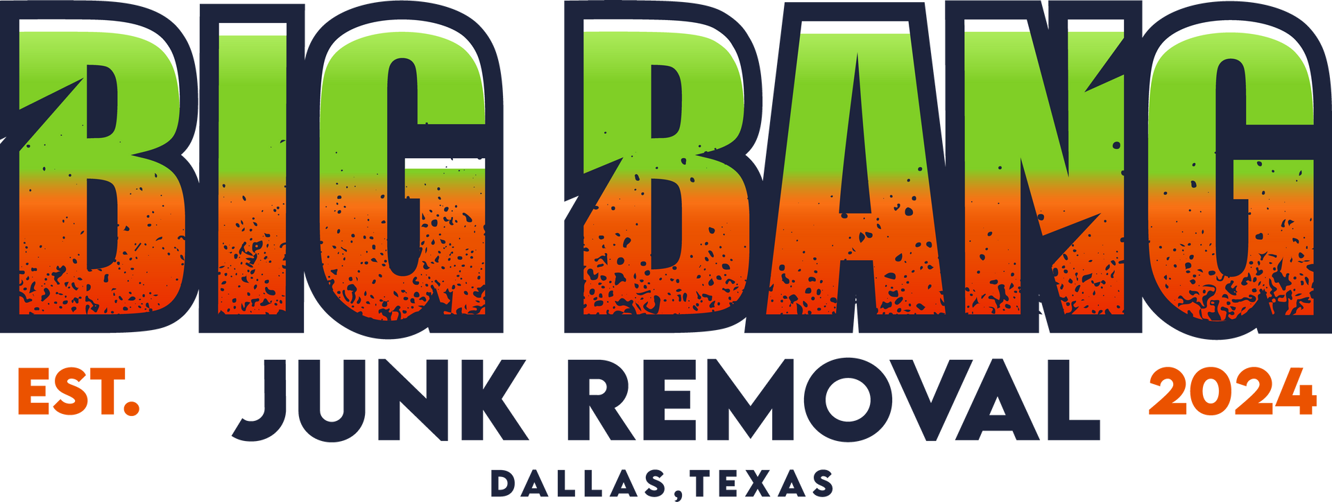 A logo for big bang junk removal in dallas , texas