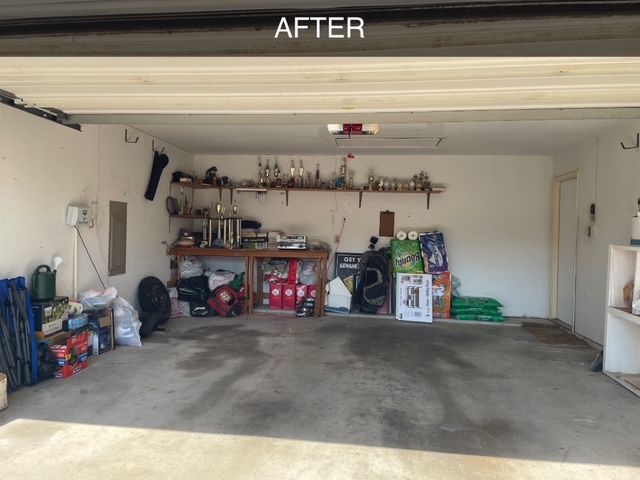 A garage with a sign that says after on it