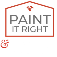 The logo for paint it right is a pink house with a hammer and brush on it.