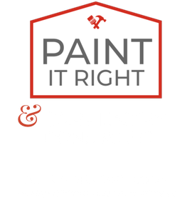 The logo for paint it right is a pink house with a hammer and brush on it.