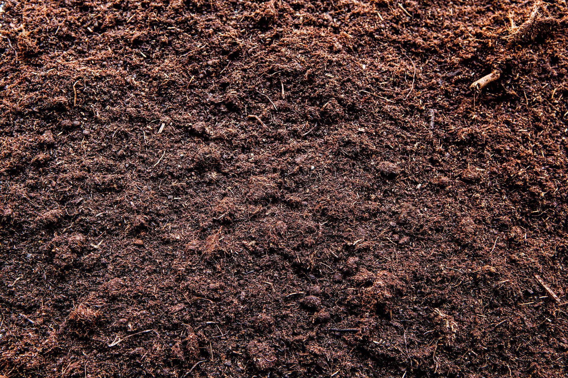 A close up of a pile of brown soil.