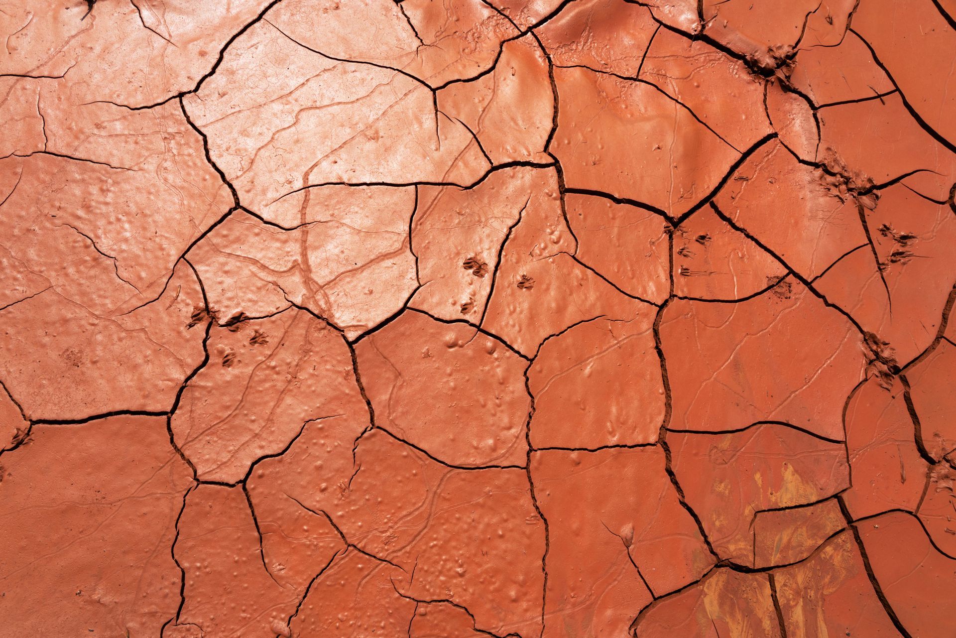 A close up of a cracked brick wall.