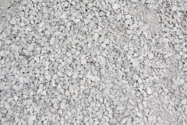 A close up of a pile of white gravel.