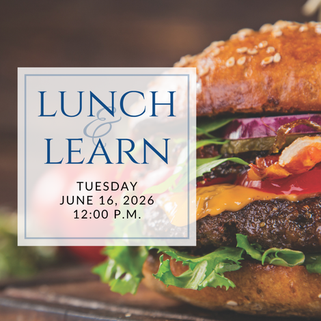 a plate of sandwiches on a table with the words lunch & learn on it
