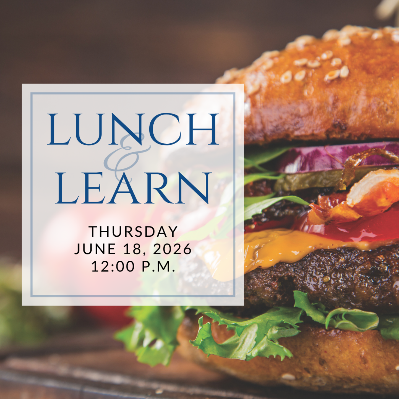 a plate of sandwiches on a table with the words lunch & learn on it
