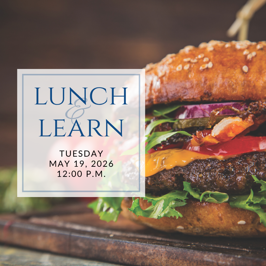 a plate of sandwiches on a table with the words lunch & learn on it