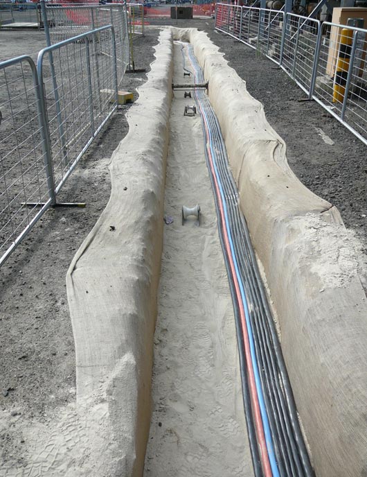 cable in a excavated trench