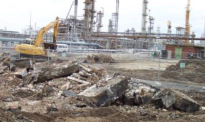 excavator and large industrial worksite