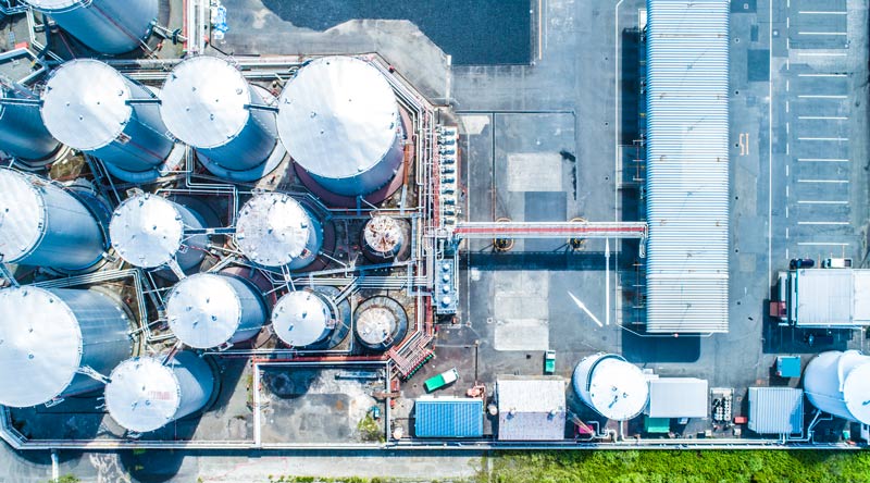 aerial view of factory