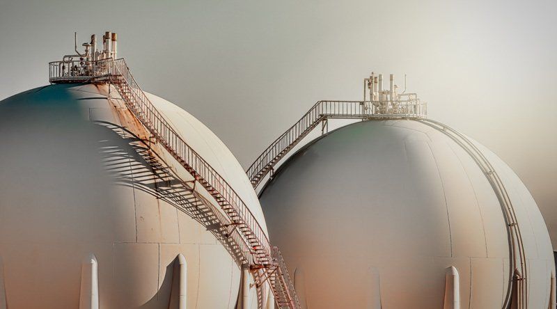 large spherical petroleum tanks