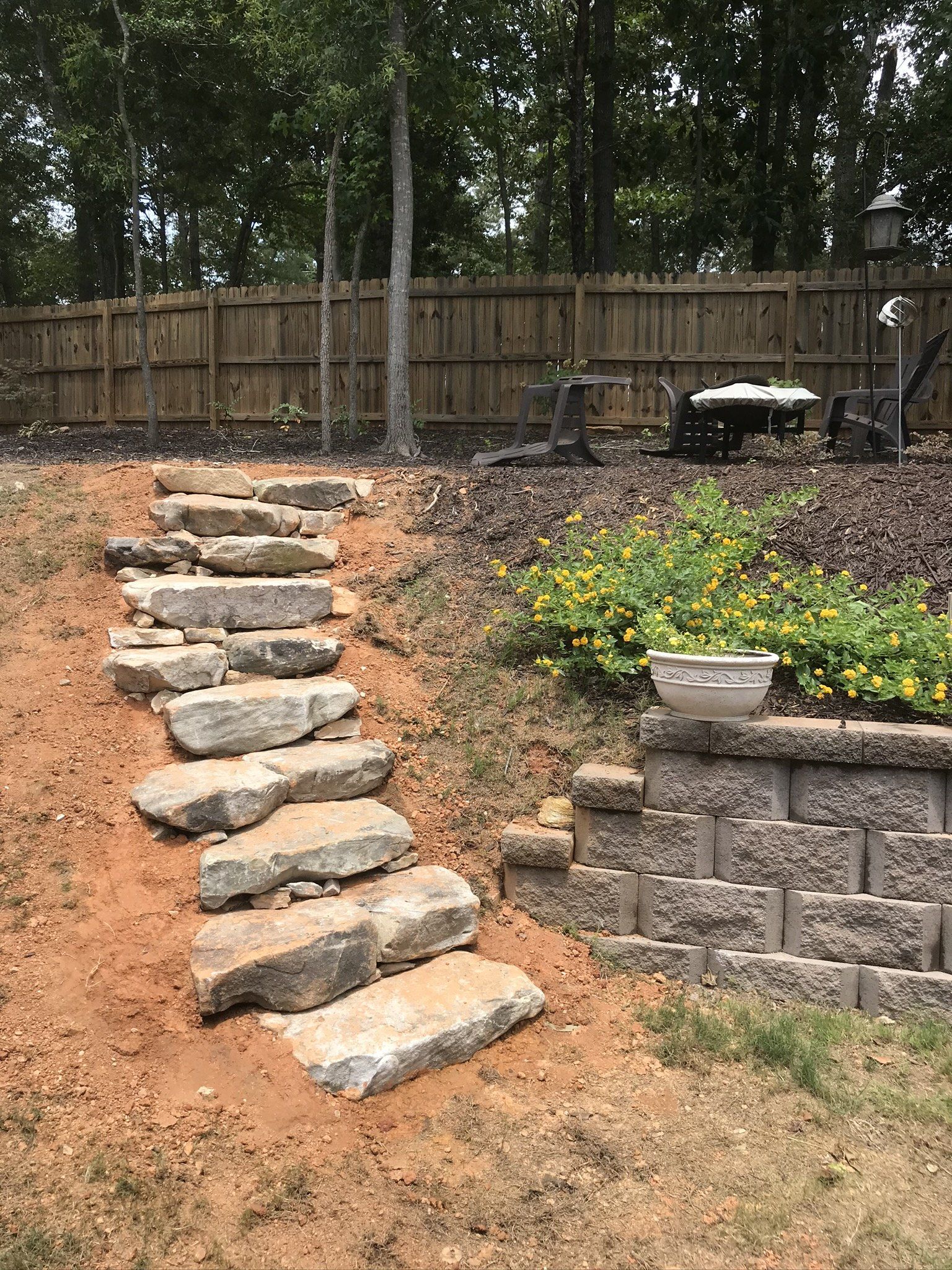 Natural Stone Steps on Incline in Yard