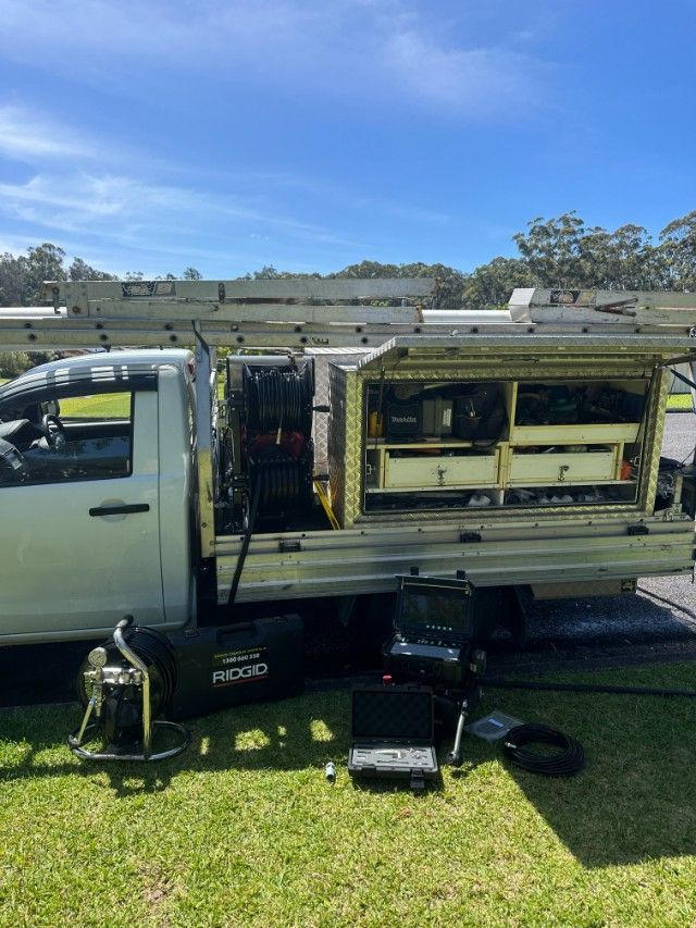 A Truck Containing All the Plumbing Equipment — Ryno's Plumbing Group in Lakewood, NSW