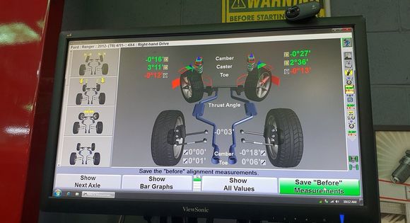 Wheel alignment checking screen