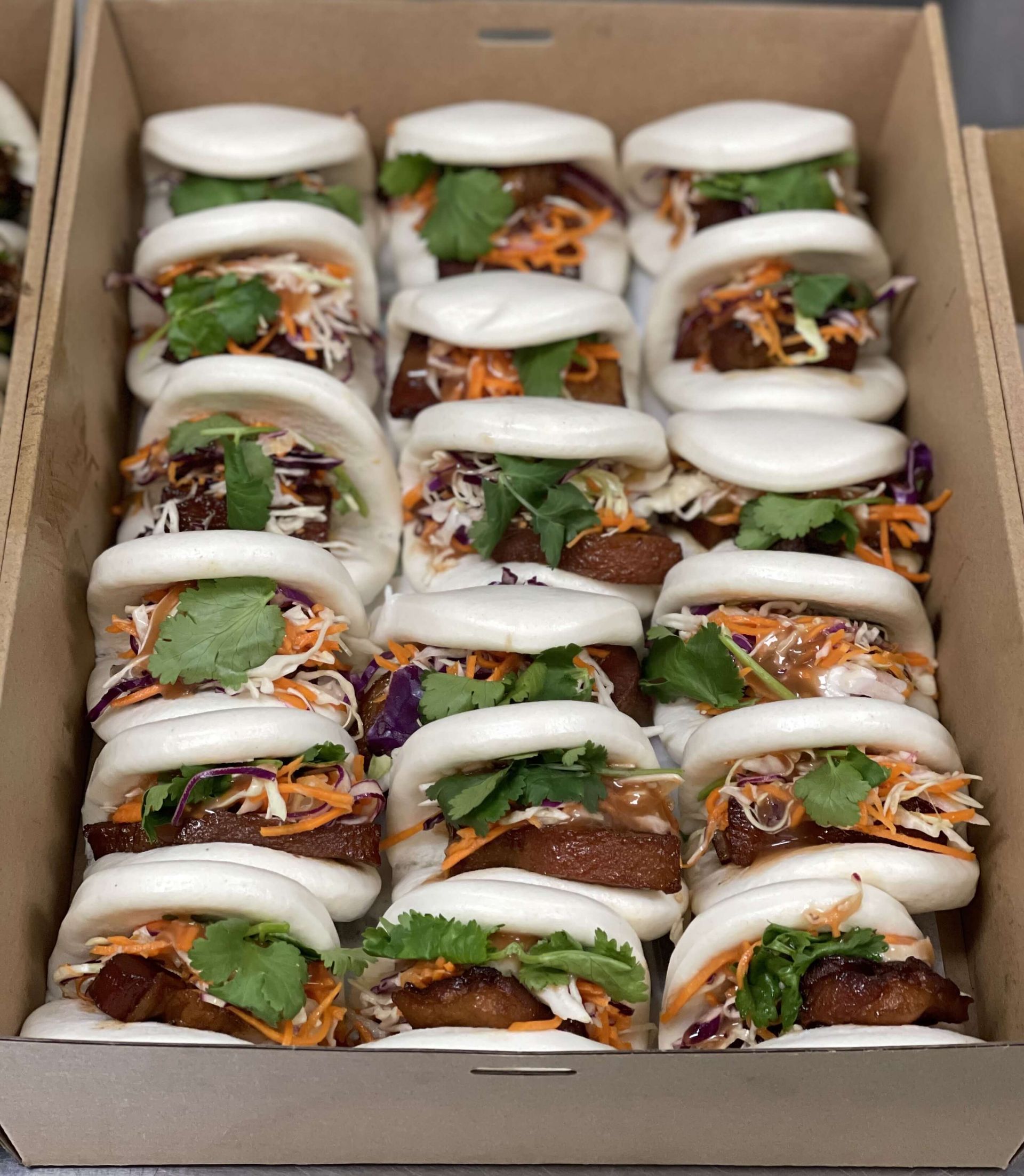 Vietnamese pork belly bao bun platter box for catering Melbourne