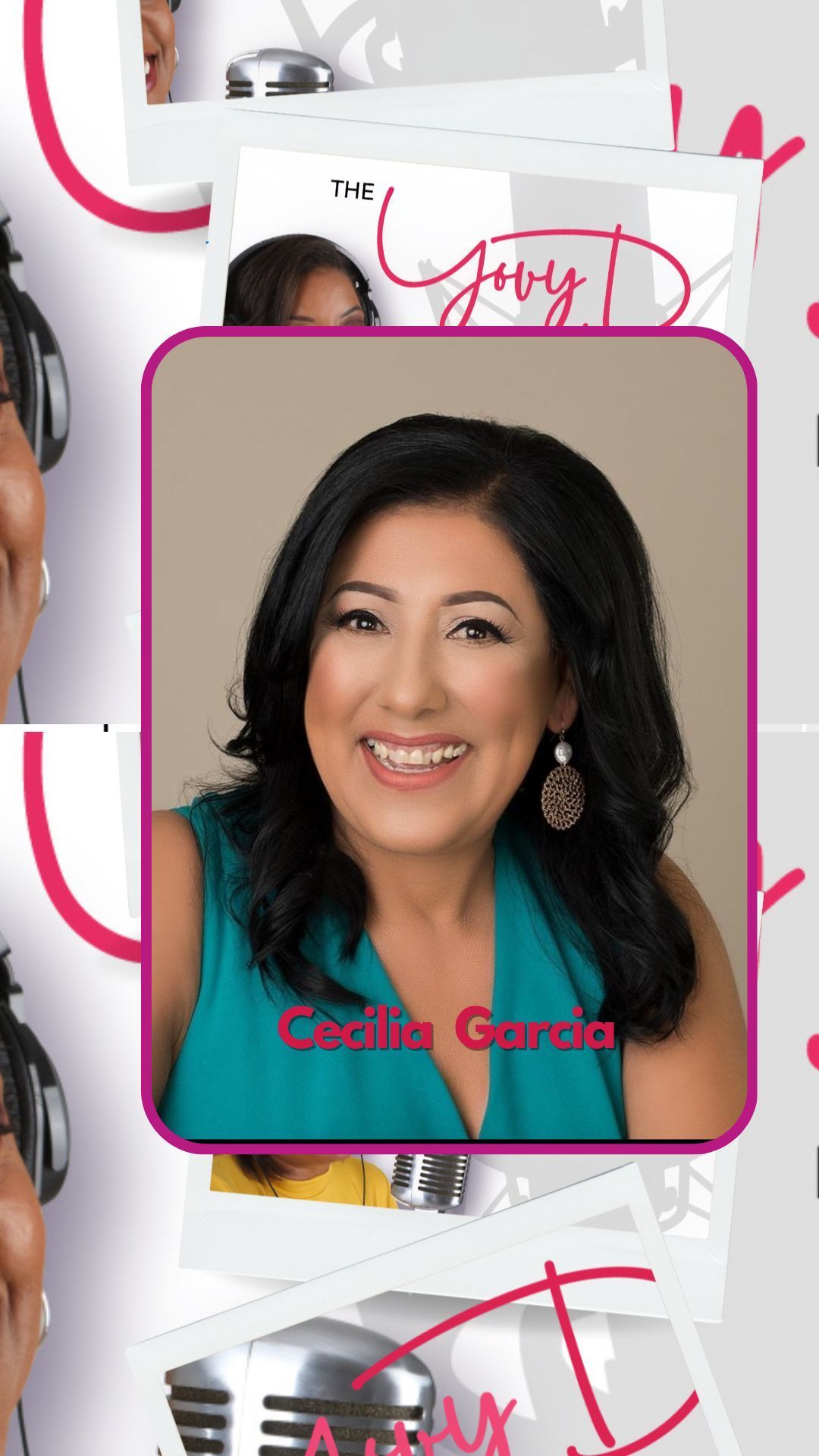 A woman in a blue shirt is smiling for the camera.