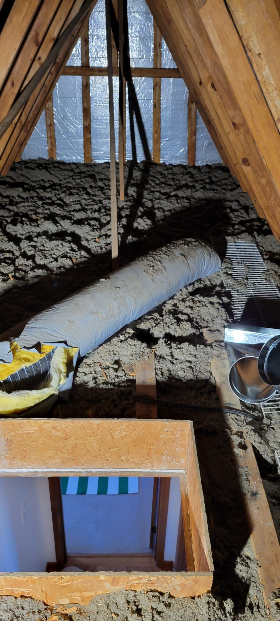 There is a hole in the floor in the attic.