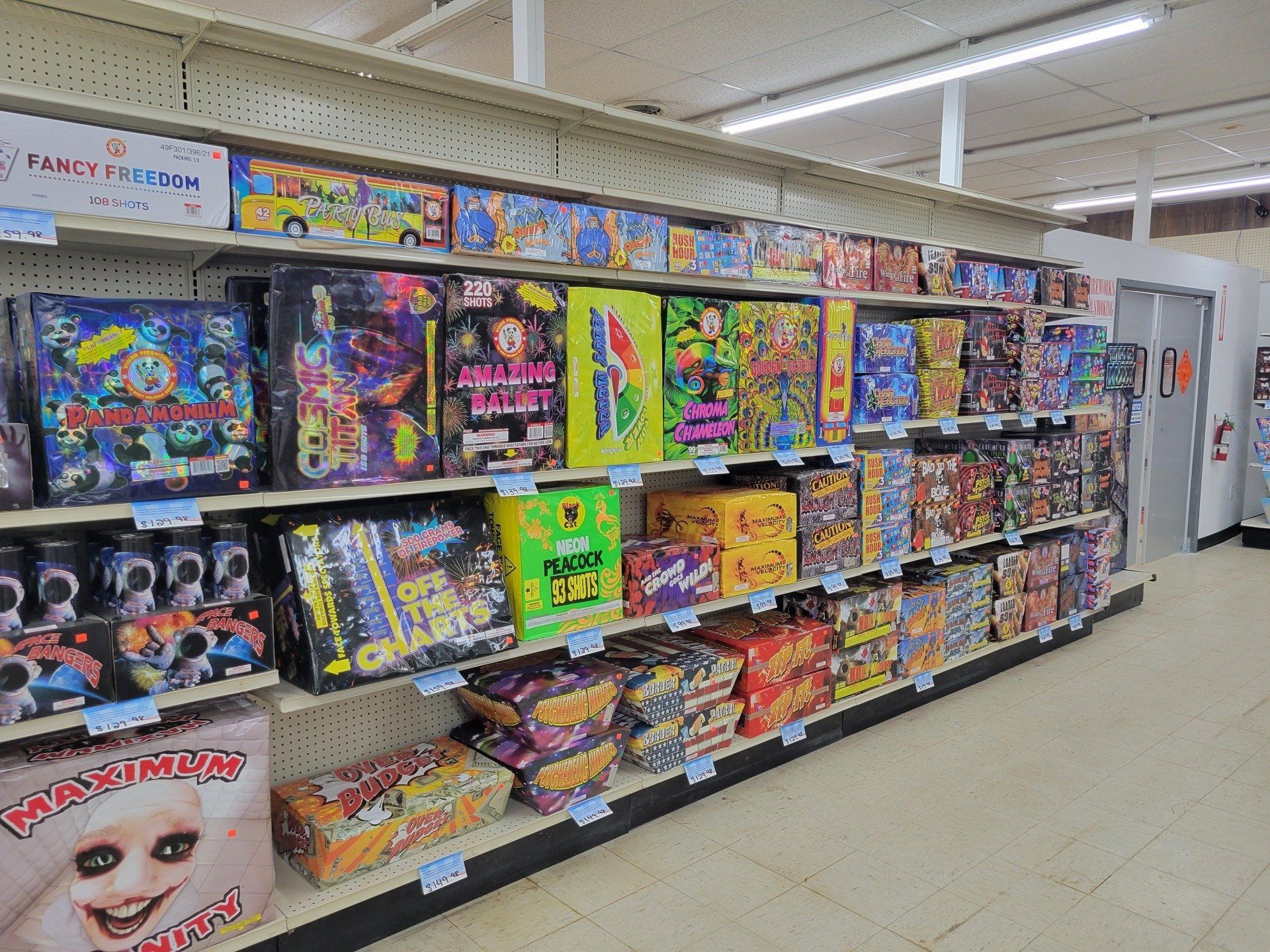 Fireworks on shelves