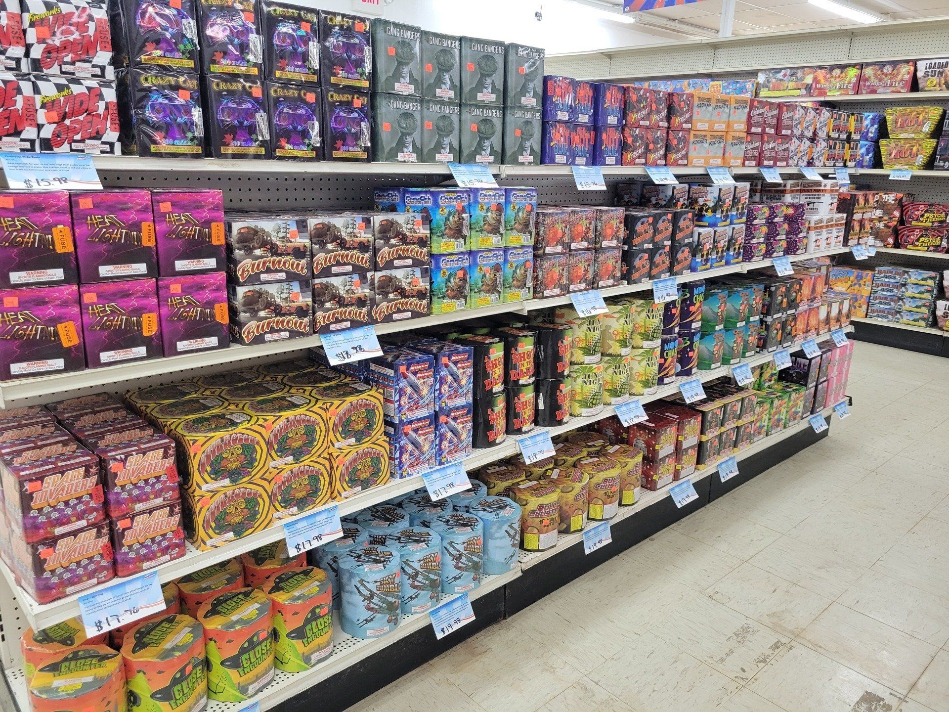 Fireworks on shelf