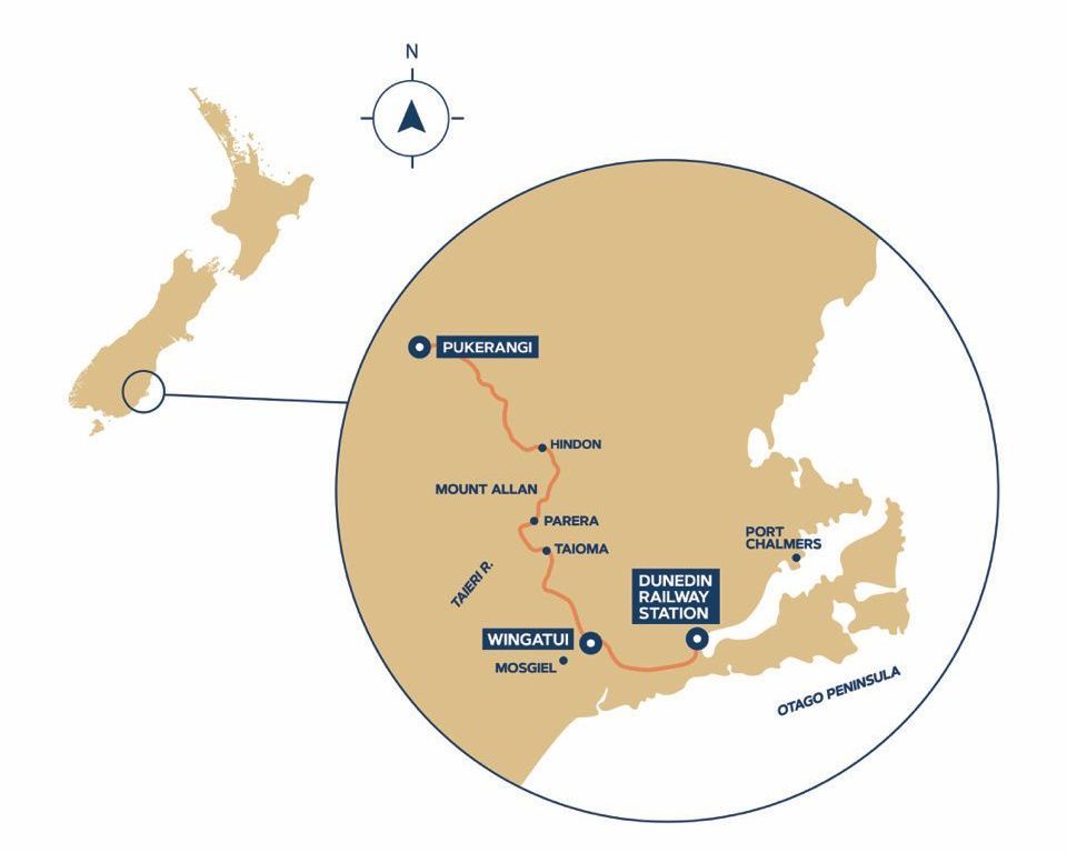 Taieri Gorge - Rail Journey Map