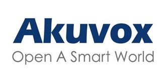 Le logo bleu d'Akuvox avec le slogan gris « Ouvrez un monde intelligent » en dessous.