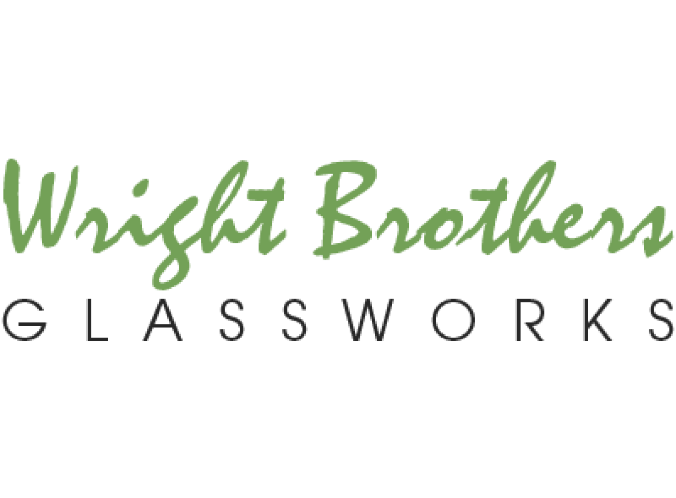 The logo for wright brothers glassworks is green and white.