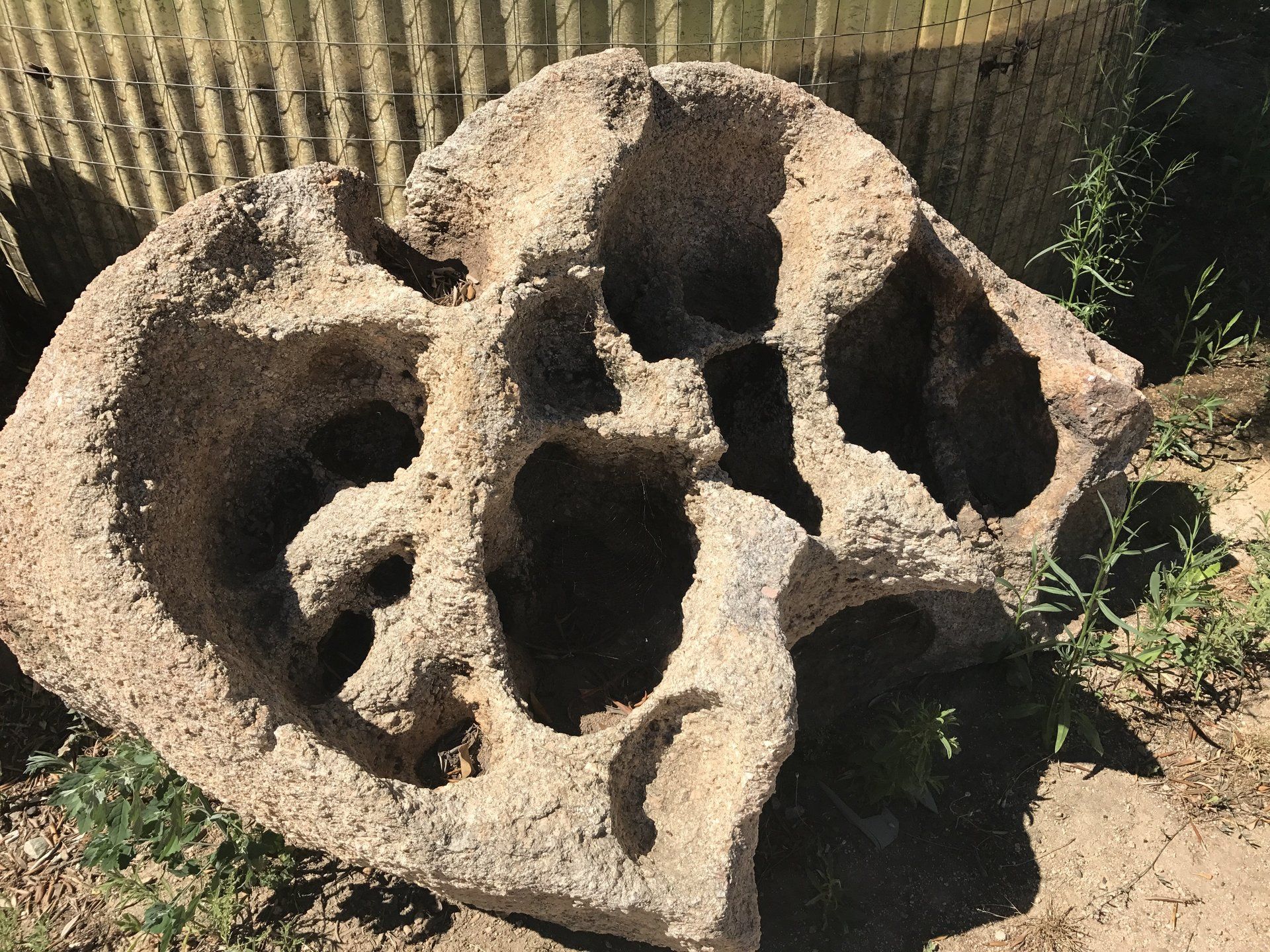 Una grande roccia con dei buchi sembra un teschio