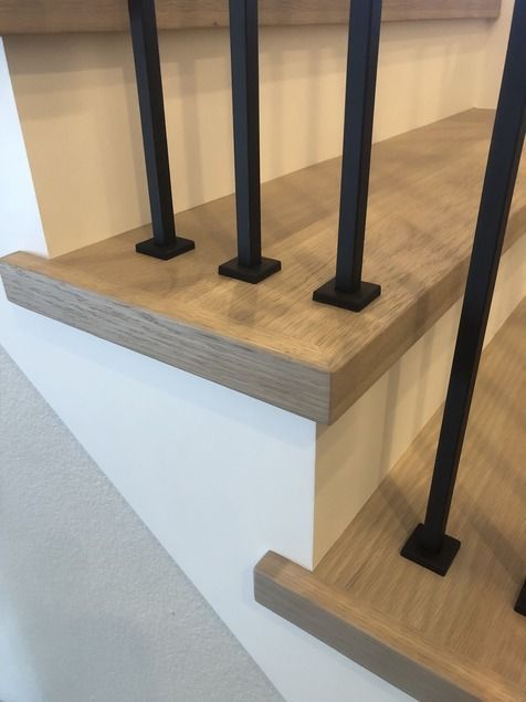 Modern Style Mouldingless White Oak Stair Treads with Painted White Risers