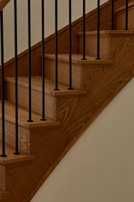 Stained White Oak Skirtboards with flat modern style trim