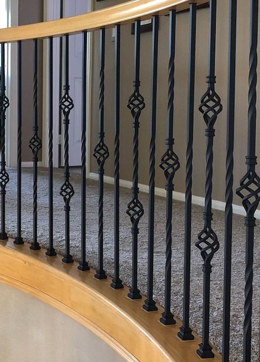 satin black basket and double basket iron balusters