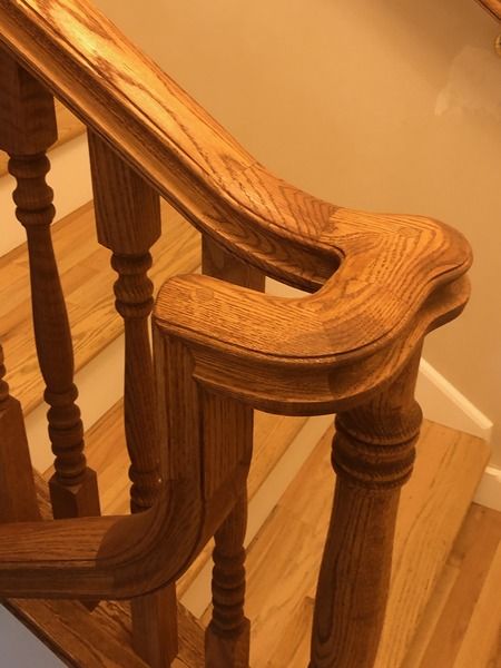 Over The Post Red Oak Railing with Turned Balusters